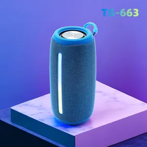 TG663 Portable Bluetooth Speaker Outdoor Wireless Subwoofer with LED Light and Strap