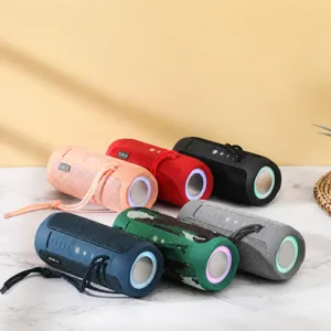 Portable wireless bluetooth speaker with colorful LED lights, waterproof fabric bass subwoofer.