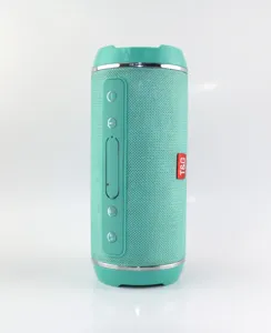 Altoparlante Bluetooth portatile impermeabile con bassi potenti e design cilindrico.