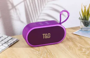 Lila tragbarer kabelloser Bluetooth-Lautsprecher mit Schlaufe, kompakte Outdoor Box Detail.