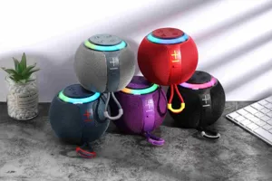Portable mini bluetooth speaker with colorful LED lights, wireless outdoor audio soundbox.