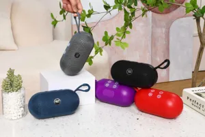 Vista di dettaglio dell'altoparlante bluetooth portatile senza fili TG691 colorato con cordino.