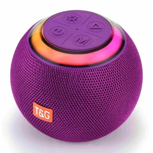Portable mini spherical bluetooth speaker with colorful light effects and wireless stereo sound.