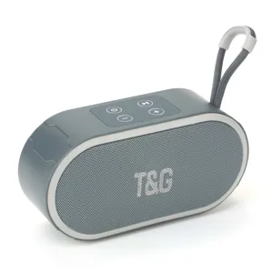 Tragbarer Mini-Wireless-Bluetooth-Lautsprecher Nahaufnahme mit Trageschlaufe und Tasten.