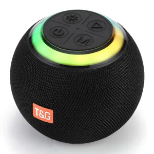 Portable wireless Bluetooth speaker with colorful LED light ring and powerful stereo sound.