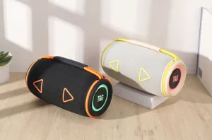 Tragbarer kabelloser Bluetooth Lautsprecher mit RGB Licht, Zylinder Outdoor Bass Box.