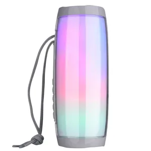 Haut-parleur Bluetooth sans fil portable avec lumières LED colorées et vue détaillée TWS.