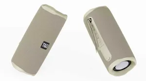 Tragbarer kabelloser Bluetooth-Lautsprecher mit modernem Stoffnetz und starkem Bass.