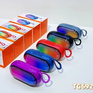 Portable wireless Bluetooth speaker with RGB colorful lights and TWS bass sound.
