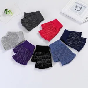 Gants de Yoga Antidérapants en Coton pour Femmes Demi-Doigts Respirants Gants de Sport Fitness