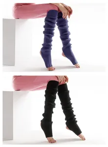 Knitted long leg warmers for women winter cozy dance yoga socks thermal ribbed hosiery