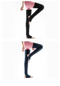 Extra long knitted yoga dance leg warmers, stirrup slouch socks for women warm winter.