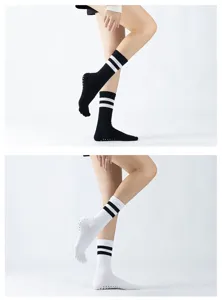 Non-slip yoga socks five toe pilates socks breathable cotton athletic socks for women