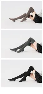 Over-the-knee grip yoga pilates socks with anti-slip soles and comfortable ribbed knit design.