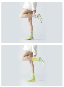 Women tie-dye yoga five toe socks non-slip mid-tube pilates sports fitness socks