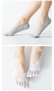Atmungsaktive Zehensocken für Damen, unsichtbare Netz Sommer Bootssocken Detailansicht.