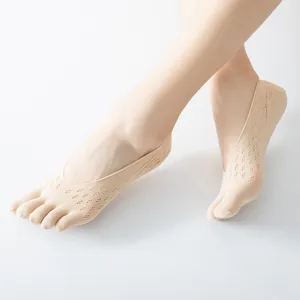 Damen Sommer Netz atmungsaktiv Fünf Zehen Füßlinge flach unsichtbare Socken beige