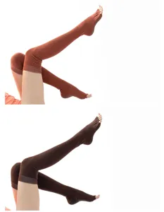 Over-the-knee yoga socks with five toes and anti-slip grip soles for fitness and pilates.
