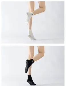 Breathable non-slip women yoga socks pilates fitness short socks with cute ankle embroidery.