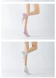 Women non-slip yoga socks, breathable pilates socks with grip soles and cute ankle embroidery.