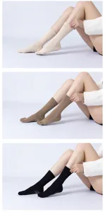 Non-slip five toe yoga socks for women, breathable cotton mid tube pilates socks winter