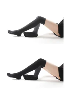 Knee high toe socks non slip yoga five finger socks warm dance socks for women winter exercise