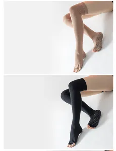 Over-the-knee yoga socks with grip non-slip five toe design for pilates and fitness