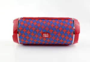 Altoparlante Bluetooth wireless portatile impermeabile con un bel motivo rosso e blu.