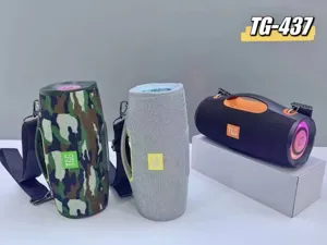 Portable Bluetooth speaker with strap, colorful LED lights and dual speakers for deep bass.