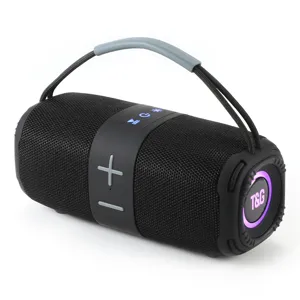 Enceinte Bluetooth portable avec poignée en tissu maille LED son stéréo sans fil étanche