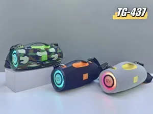 Portable Bluetooth speaker with 20W dual speakers, colorful LED lights, TWS bass and strap.