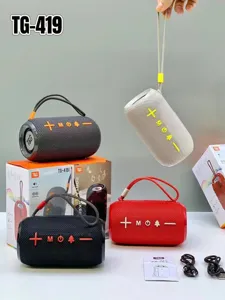 Portable waterproof bluetooth speaker with TWS function, powerful bass and convenient hand strap.