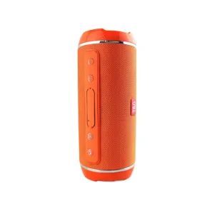 Altoparlante Bluetooth da esterno impermeabile portatile con bassi potenti e design cilindrico.