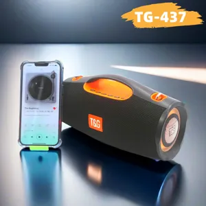 Portable bluetooth speaker with colourful led lights, dual speakers, deep bass and convenient handle.