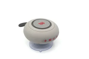 Tragbarer kleiner kabelloser Bluetooth-Lautsprecher mit praktischem Saugnapf und Bass.