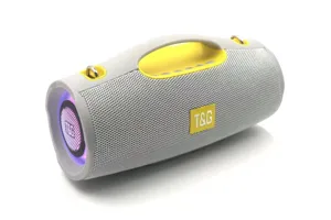 Portable bluetooth speaker with 20W dual speakers, colorful LED lights and carry handle.