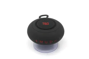Tragbarer kleiner Bluetooth Lautsprecher Detailansicht, schwarzer kabelloser Lautsprecher.