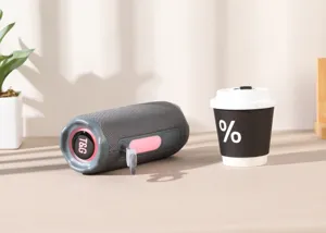 Portable wireless Bluetooth speaker with vibrant ambient lighting and TWS stereo pairing design.