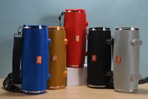 Altoparlante Bluetooth wireless portatile con bassi potenti, doppi radiatori passivi e tracolla.