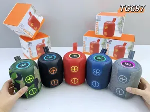 Haut-parleur Bluetooth sans fil portable TG697 avec basses profondes et lumières LED colorées.