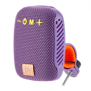 Altoparlante Bluetooth portatile per bicicletta all'aperto, dettaglio viola audio.