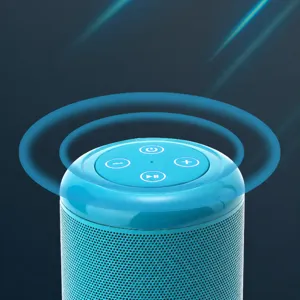 Altavoz Bluetooth inalámbrico portátil con sonido envolvente 3D, graves profundos y diseño.