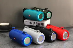 Enceinte Bluetooth portable étanche avec lumières colorées et doubles diaphragmes pour extérieur.