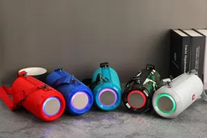 Haut-parleur Bluetooth étanche d'extérieur portable avec lumières LED et double diaphragme.