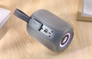 Haut-parleur Bluetooth sans fil portable cylindrique tissu maille RGB basse
