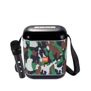 Portable wireless bluetooth speaker with mic outdoor karaoke heavy bass TWS system.