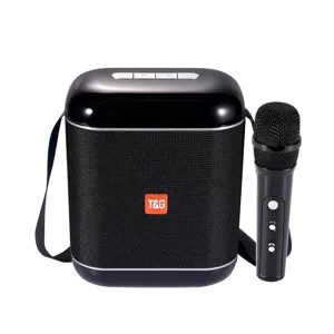 Portable karaoke bluetooth speaker with microphone, outdoor wireless sound system deep bass.