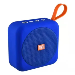 Altoparlante bluetooth wireless portatile con cinturino arancione, mini audio da esterno