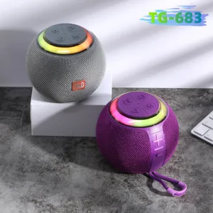 Portable TWS spherical bluetooth speaker with colorful RGB lights and rich bass for outdoor use.
