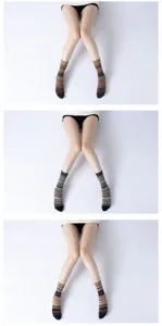 Retro ethnic knit mid-calf socks for women, thick warm winter yoga floor socks, stylish.